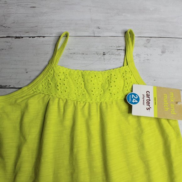 Carter's Baby Girl Summer Tunic Top Size 24 Months Lime Green Eyelet - Picture 3 of 7